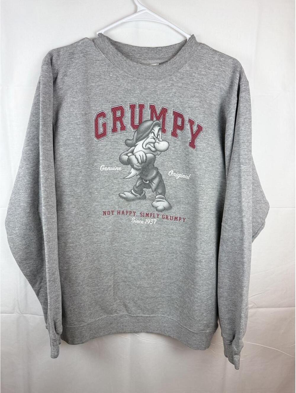 Vintage 90s Disney Grumpy Crewneck Sweatshirt Size S Grey